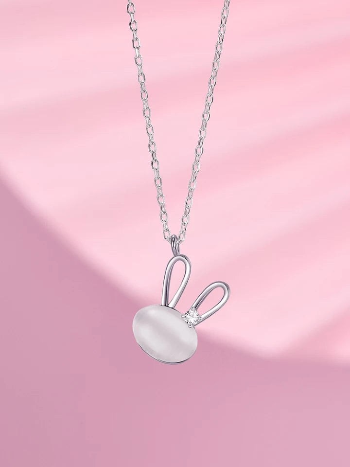 Bunny Rabbit Necklace In Sterling Silver on a 16 Inch Sterling Cable Chain.  Little Girls Jewelry. Gifts for Girls 8-10. Jewelry for Girls. Necklaces
