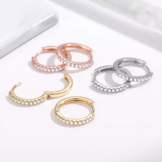 MEADOW - Cute Dainty 10mm Diamante Novelty Hoops Huggie - Small Earrings