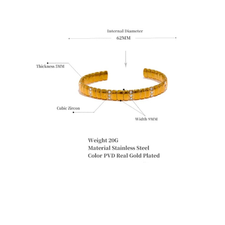 FARAHA - Luxury Premium Quilt Diamante Bangle Wrist Cuff