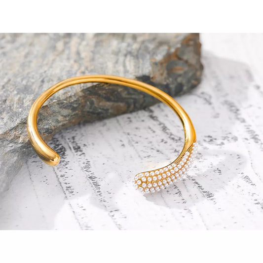 TAYABBA - Luxury Pearly Edge Bangle Upside Down Cuff - Eid Collection - PREORDER