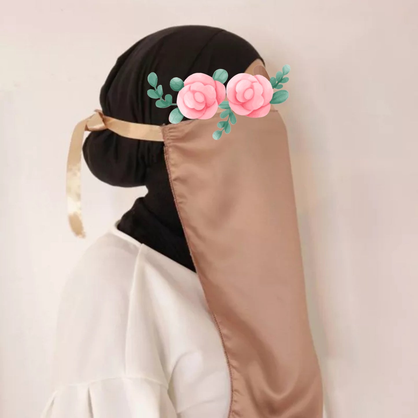 Satin Half Face Cover Veil Niqab - One Layer - Islamic Modest Clothing Gift - RAHMA