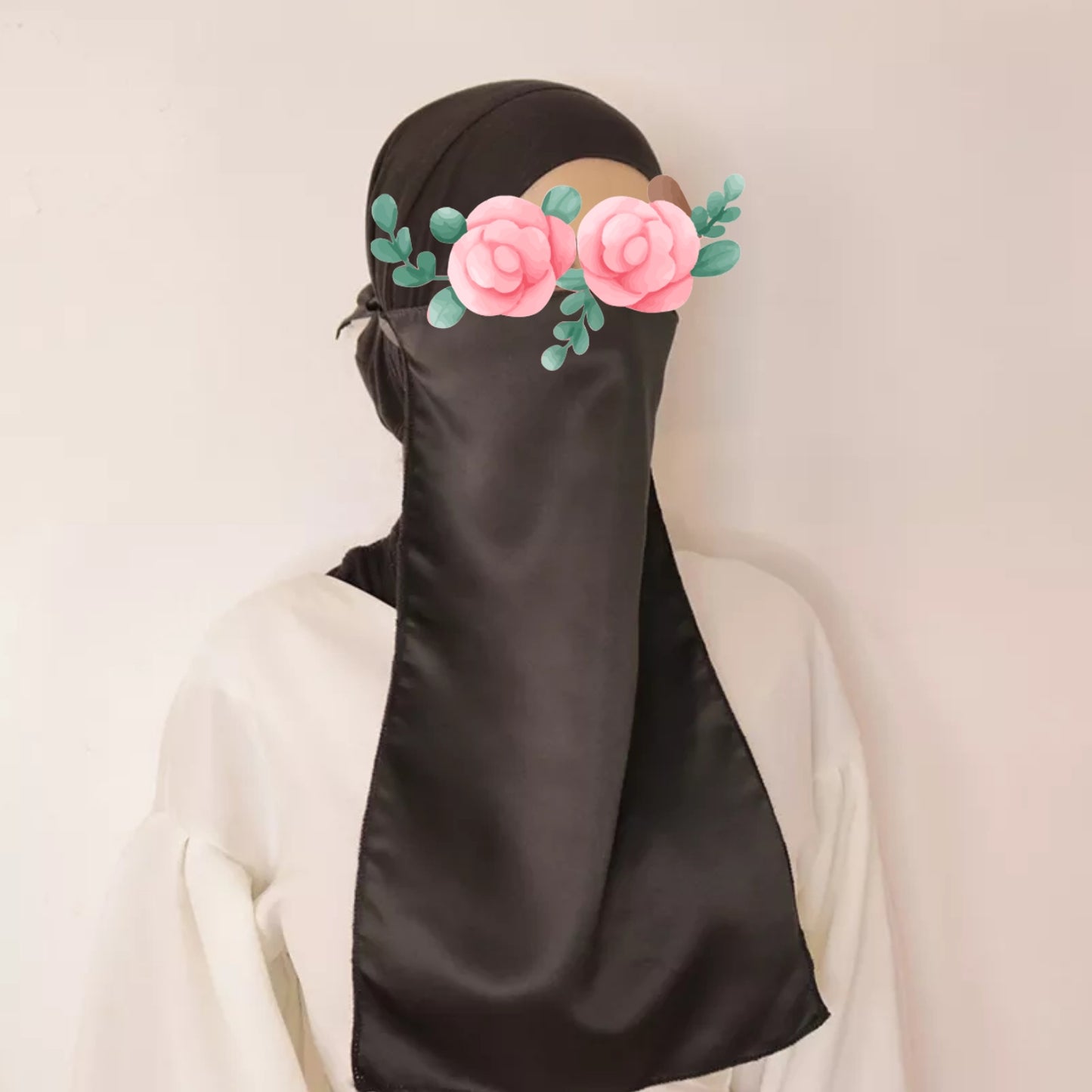Satin Half Face Cover Veil Niqab - One Layer - Islamic Modest Clothing Gift - RAHMA