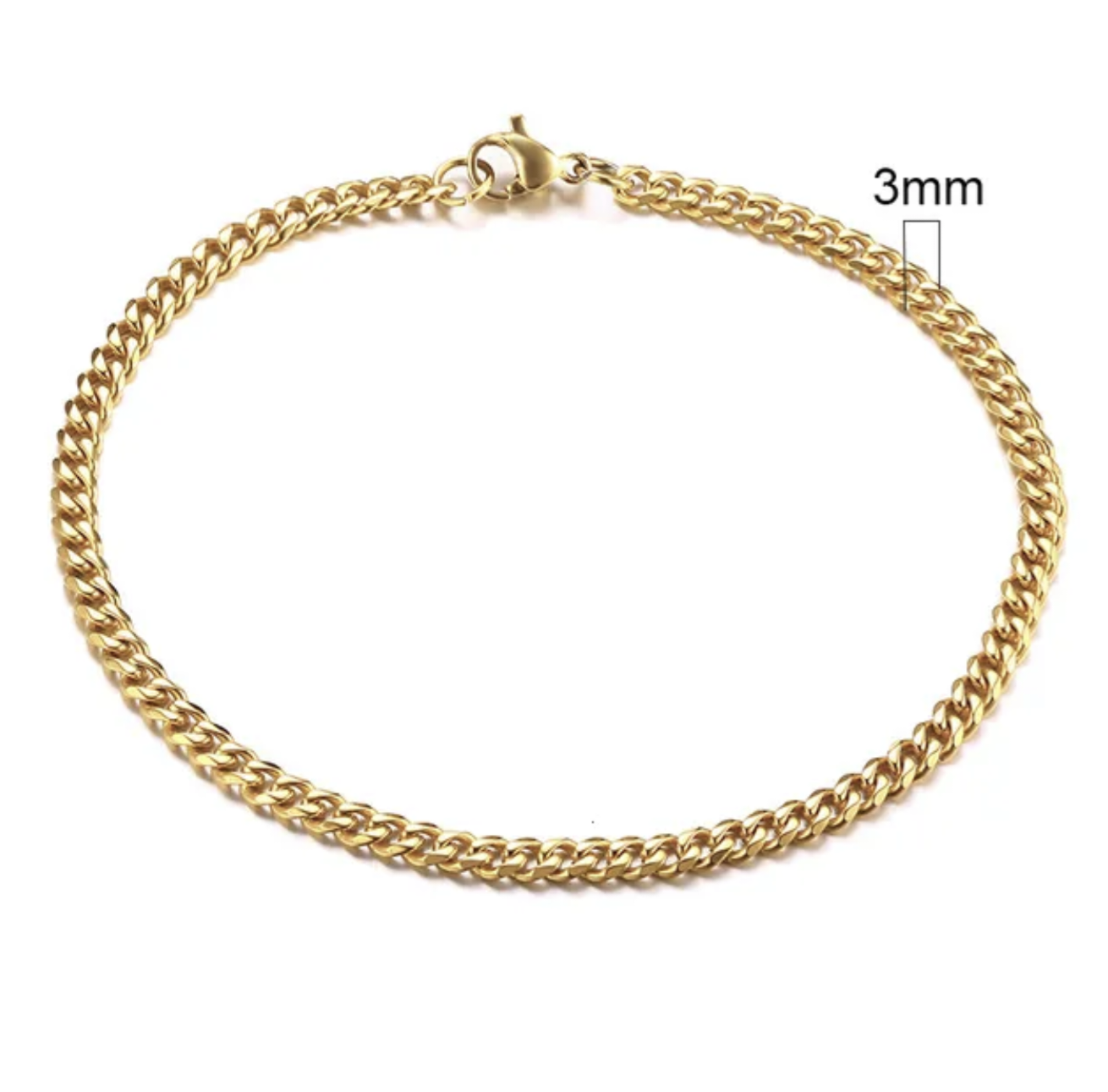 LIYANNAH - Cuban Chain Link Stainless Steel Anklet - 3mm / 5mm / 7mm -  Jewellery Everyday Essentials - Womens Gifts - For Her