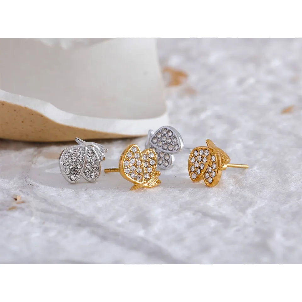 BIRA - Cute Diamond Cubic Zirconia Butterfly Stud Earrings