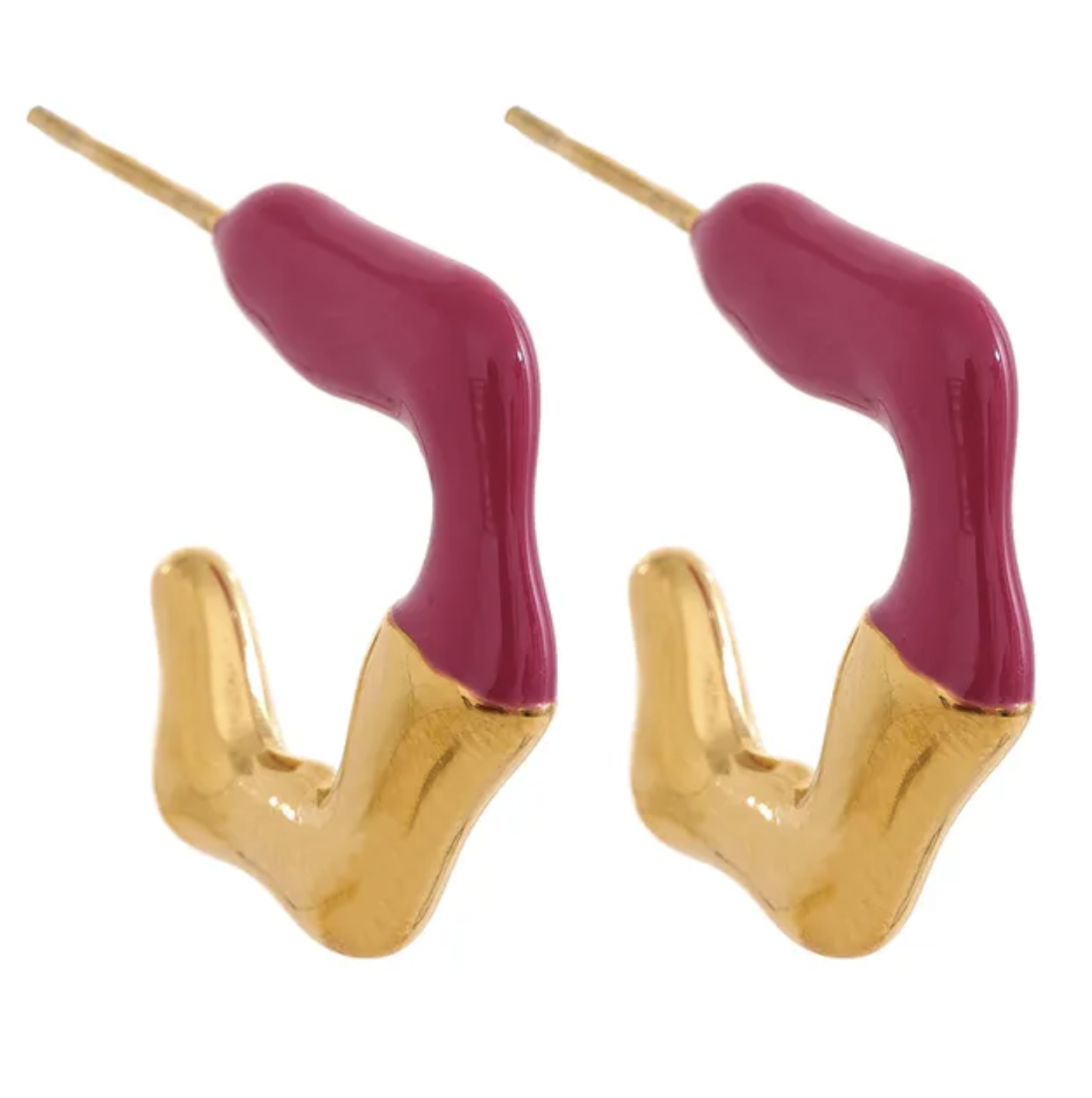 COTTON CANDY - Luxury Hexagonal Geometric Irregular Stud Colourful Enamel Hoop Earrings