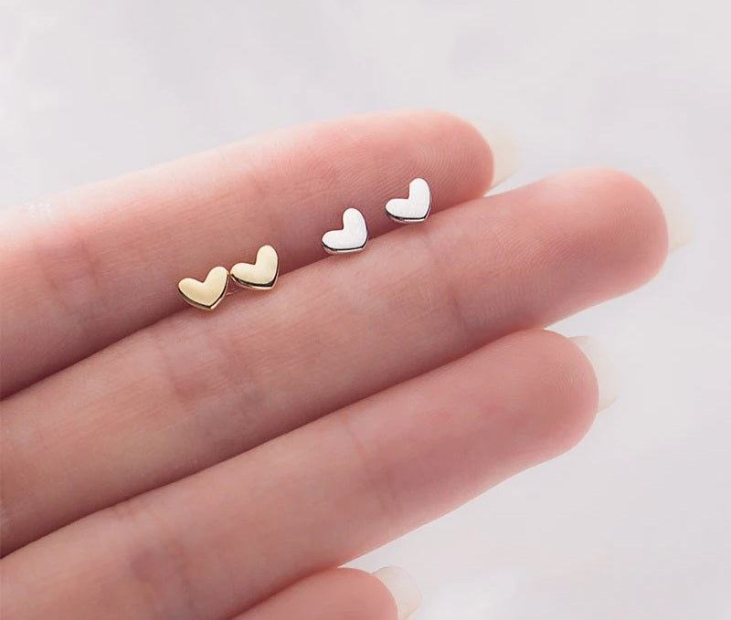 HEIDI - Earrings Studs -Sterling Silver Designer Inspired Cute Dainty Petite Small Heart Earrings Ear Candy
