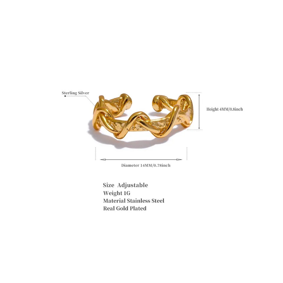 RIA - Twisted Minimalist Cartilage Geometric Fake Clip On Ear Cuff - Sterling Silver - Adjustable