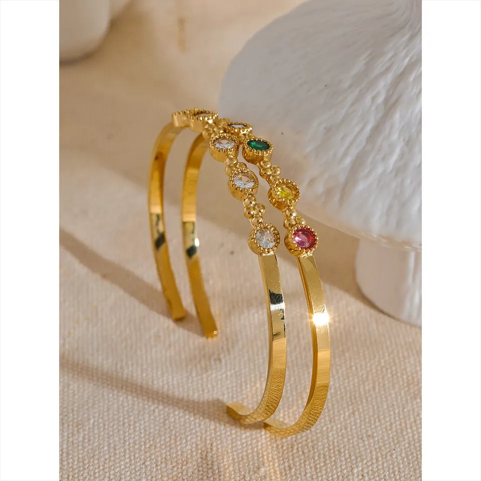 SIENNA - Luxury Premium Faux Diamante Colourful Cuff Wrist Bangle - Free Size - Adjustable