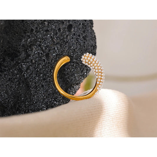 MARRY ME RING - Unique Open Pearly Band Adjustable Curve Ring - Waterproof Collection