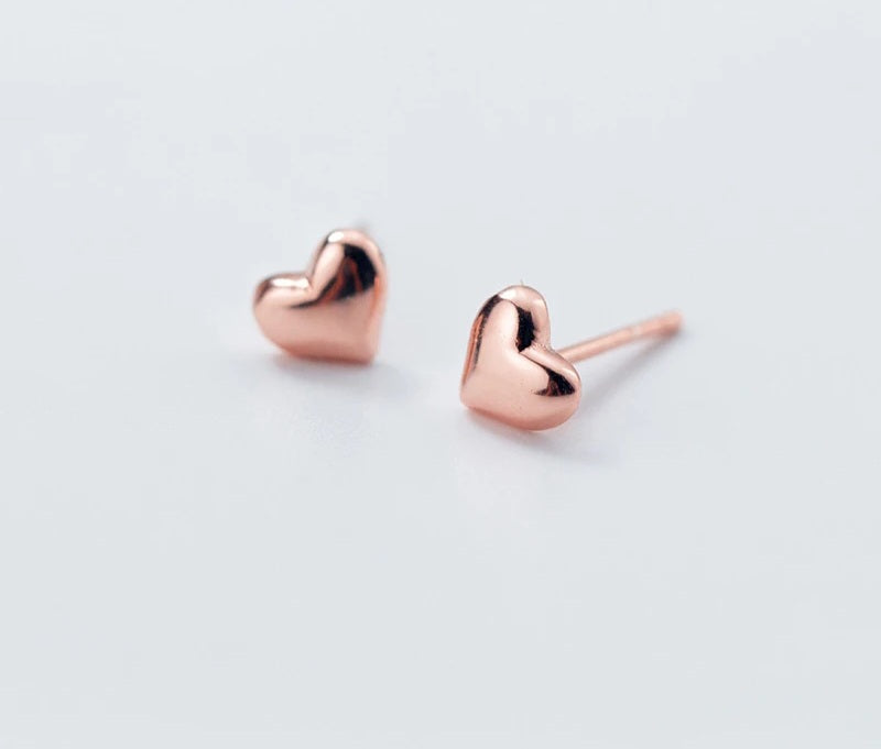 HEIDI - Earrings Studs -Sterling Silver Designer Inspired Cute Dainty Petite Small Heart Earrings Ear Candy