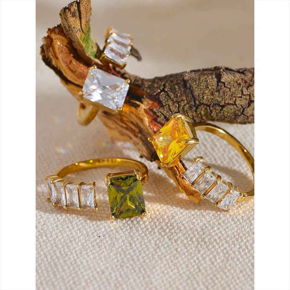 XENA - Faux Diamond Gemstones Rings - Gifts for Her (wedding, bridesmaid, bride, birthday, Eid, Holidays..)
