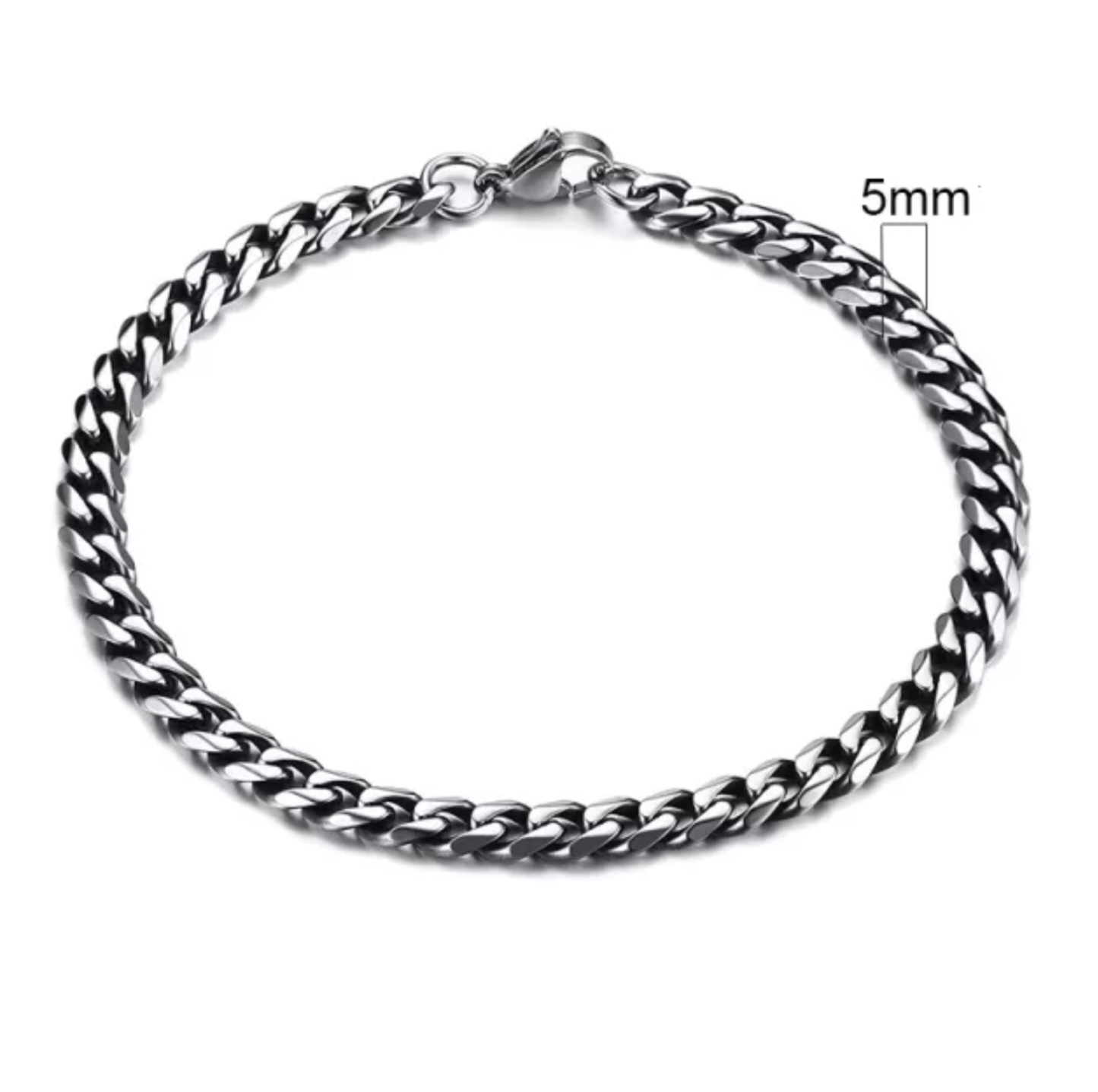 LIYANNAH - Cuban Chain Link Stainless Steel Bracelet - 3mm / 5mm / 7mm -  Jewellery Everyday Essentials - Womens Gifts - For Her