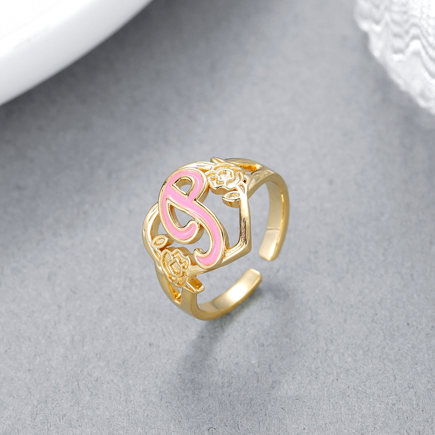 Letter G 14KT Yellow Gold Initial Ring