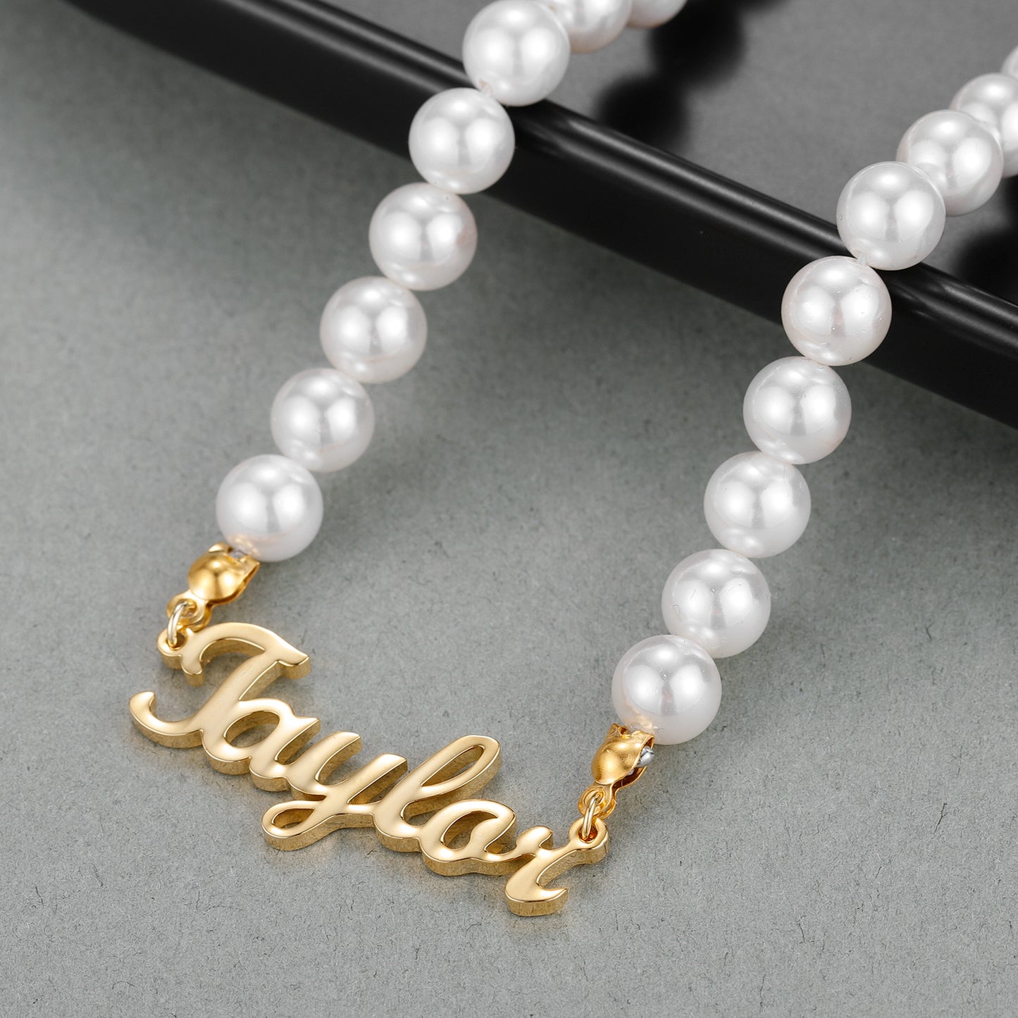 Personalised Custom Single Name Necklace - Arabic English Freshwater Pearl Chain Jewellery Gift - Eid Birthday Anniversary Present - EVE