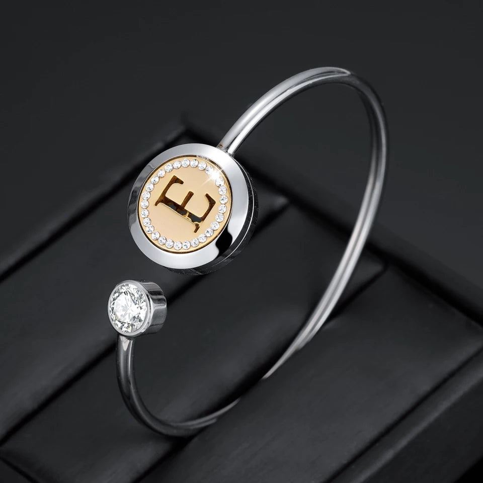 Personalised English Initial Aroma Therapy Bangle - Ladies Bespoke Letter  Jewellery Gift For Her - HANAA