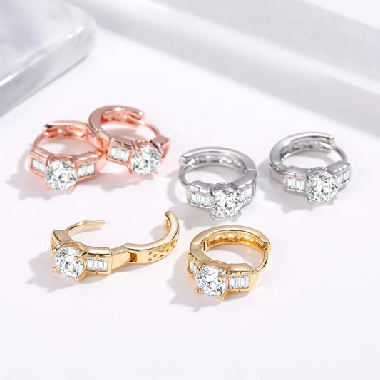 MEI - Cute Dainty Chunky Diamante Novelty Hoops - Earrings