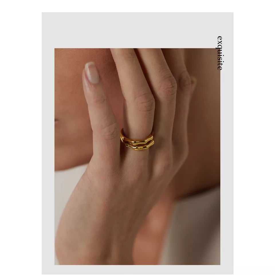 DAYNA  - Bamboo Style Geometric Square Ring - Eid Collection