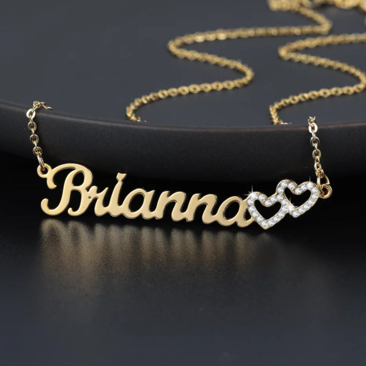 Personalised Custom Single Name Necklace - Cute Baby/ Girls Sparkling Diamante Heart Jewellery Gifts Eid - AMIRA