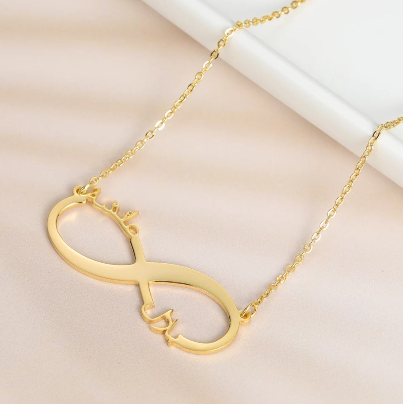 Personalised Custom Signature Double Name Necklace - Love English Arabic Jewellery Gifts - EYANA