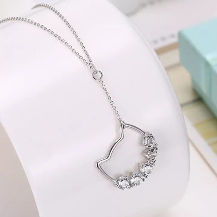 Girls Sterling Silver Mini Me Cute Cat Pendant Necklace - Jewellery Birthday Easter Treat Gift - KITTY