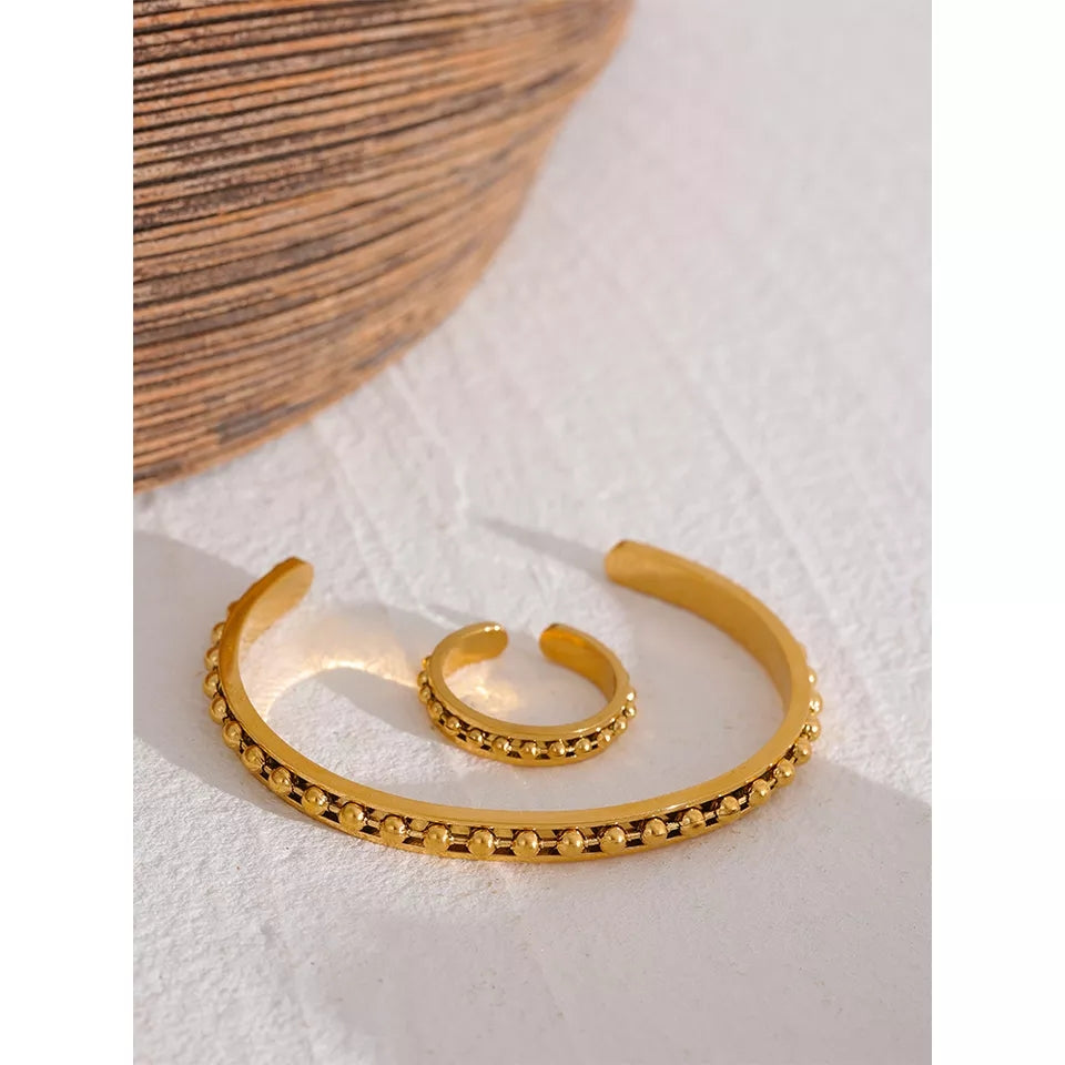 ZEBA - Simplicity Beaded Bangle Cuff - Golden Collection