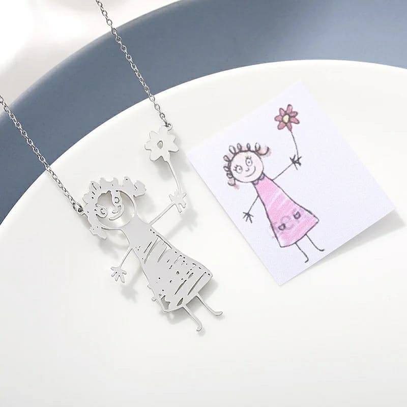 BABY & LITTLE ONES - Turn Your little ones drawing into a necklace - From paper to becoming a Custom Design Necklace - JO JO