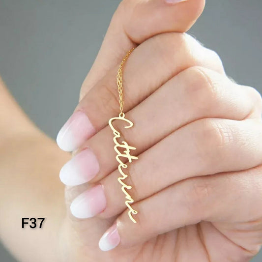 Custom Signature Style Down Verticle Name Necklace - Wedding/ Birthday Gift Jewellery - SARAH