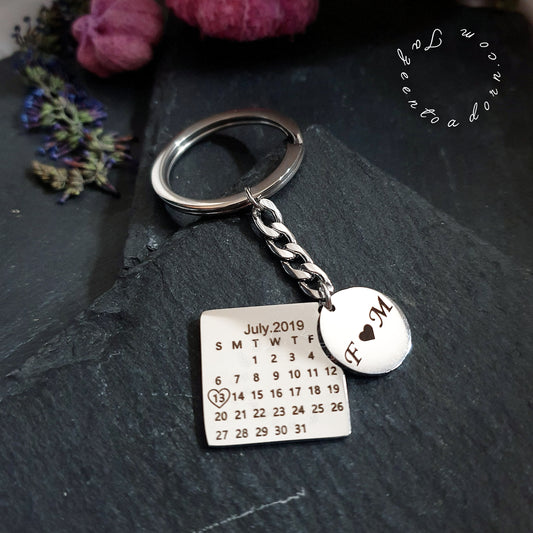 Personalised Custom Anniversary, Special Date, Birthday Key Chain Keychain Keyring - Unisex Calender Gift - BARAA