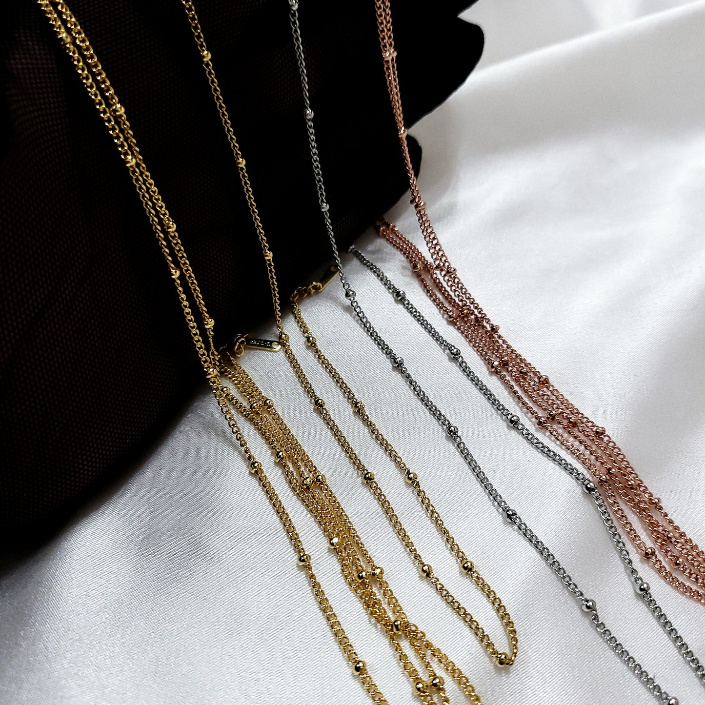 Saturn Beaded Chain Necklace - Choker to Hijab length - Jewellery Everyday Essentials gifts - NIKKI - PREORDER