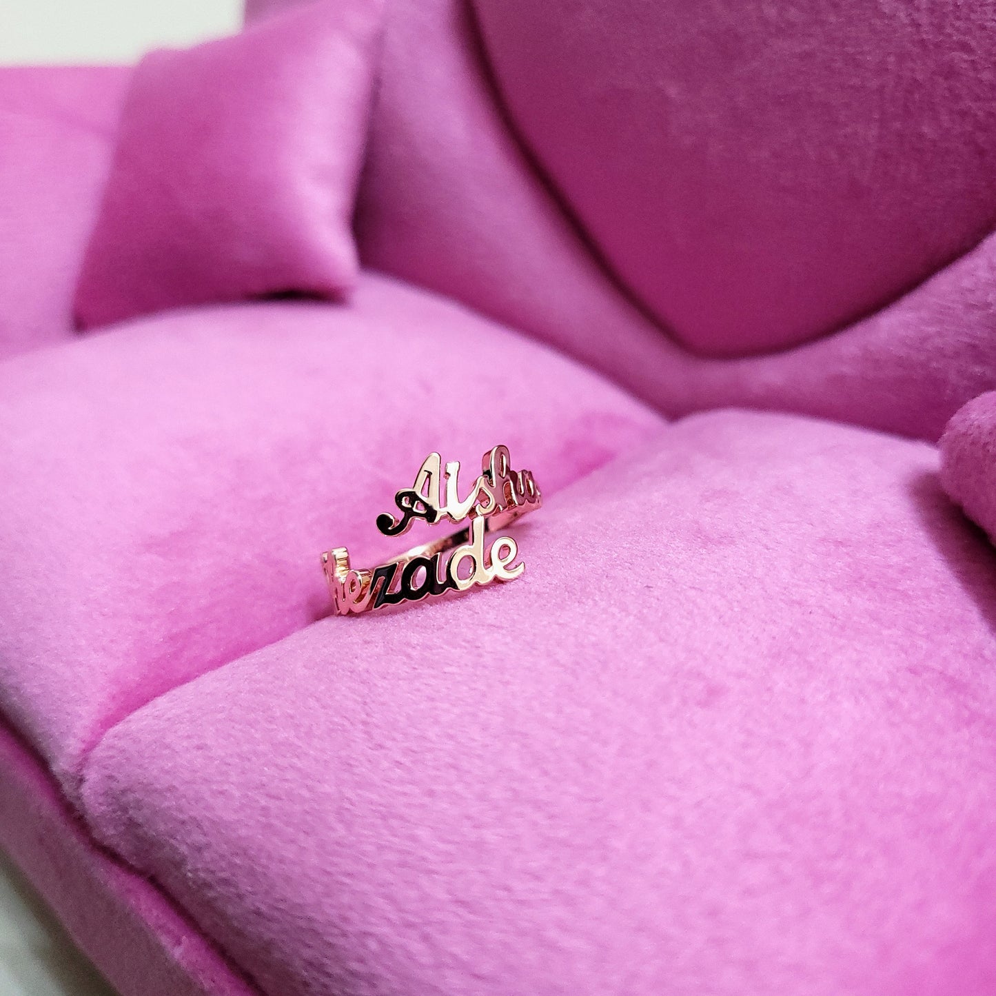 English Personalised Custom Double Two Name Love Adjustable Ring - Anaya Jewellery Gifts Eid Wedding Engagement Anniversary -  TASNEEM