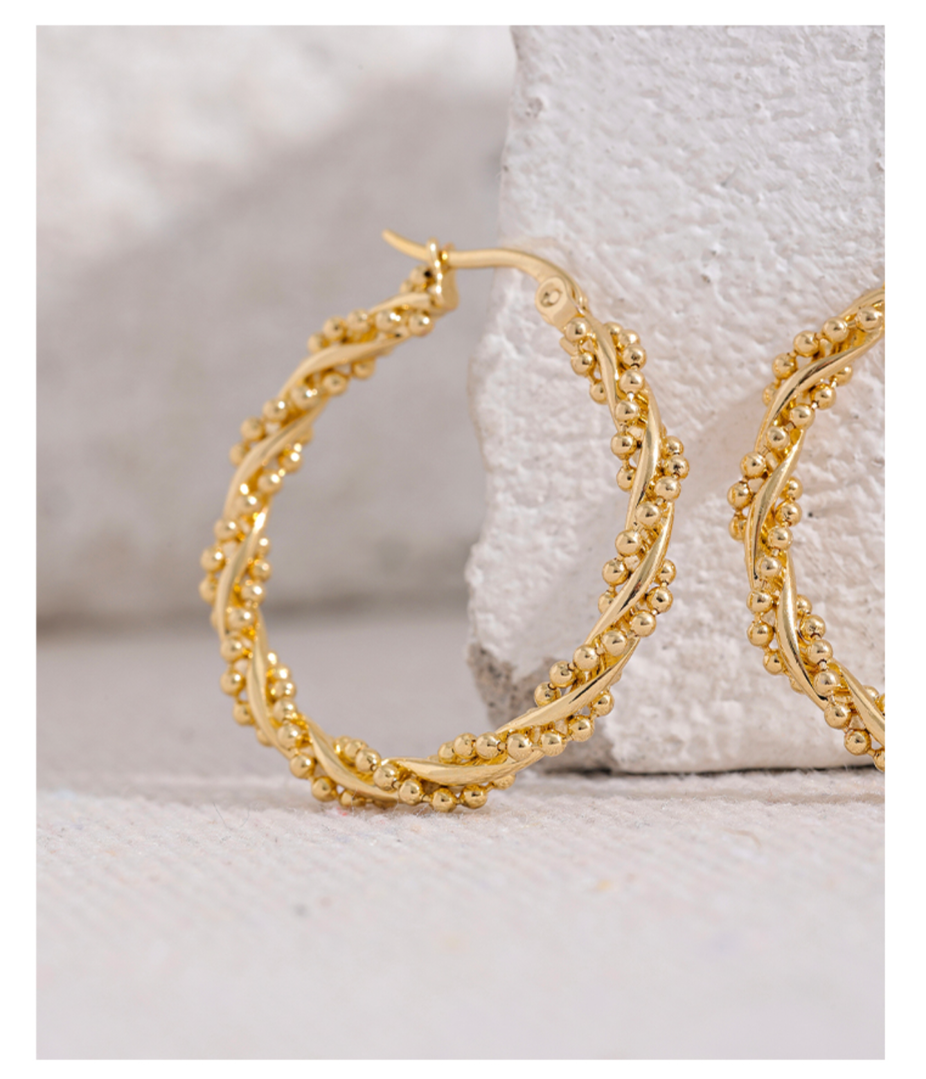 GIA - New Style Twist Beads Hoops Earrings - Golden Collection