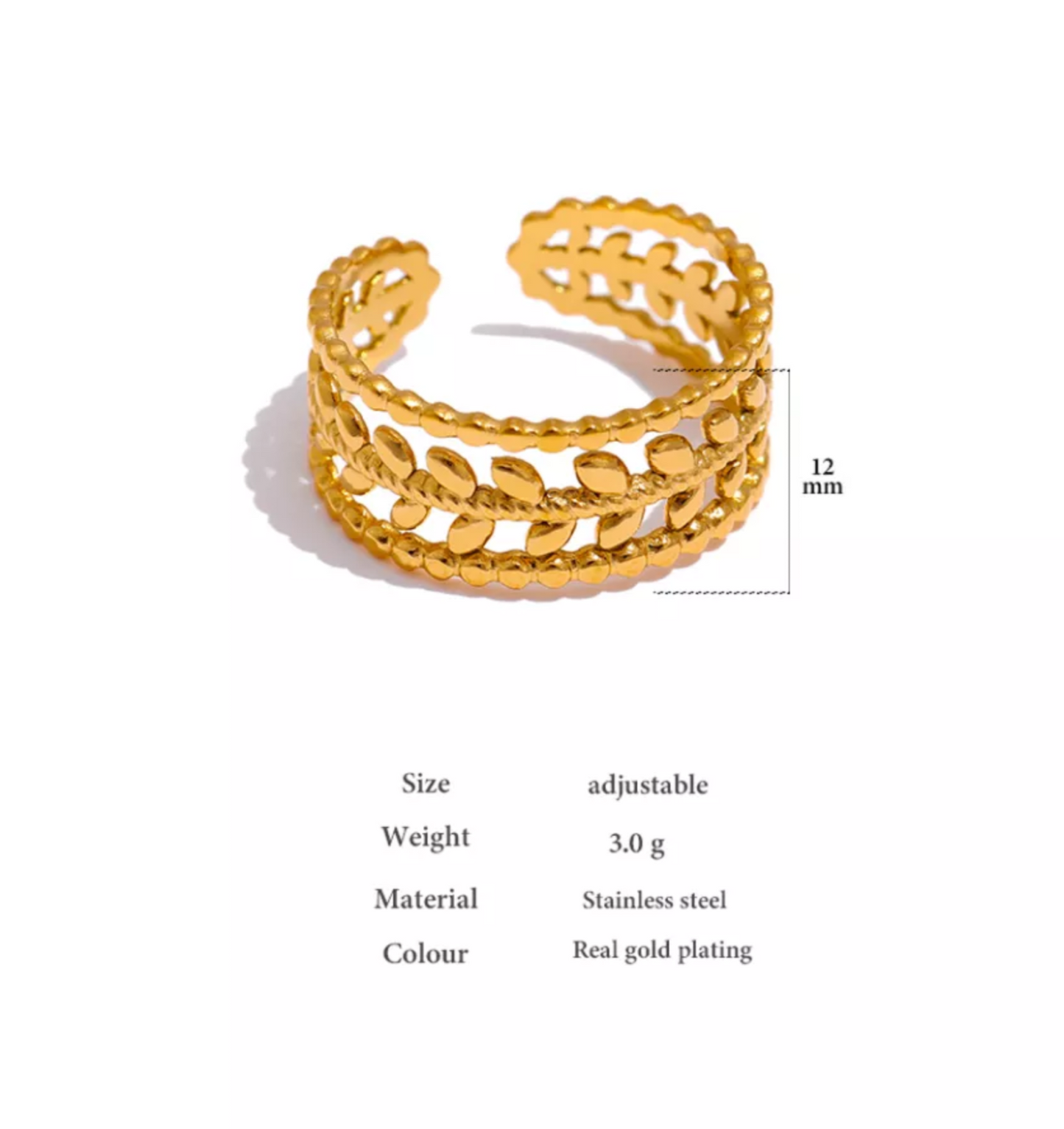 MIMI - Adjustable Autumn Leaves Ring - Golden Collection