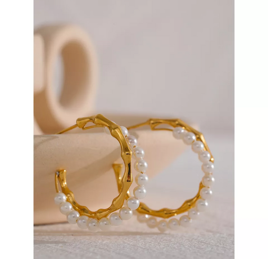 EBONY - New Pearl Style Hoops - Golden Collection