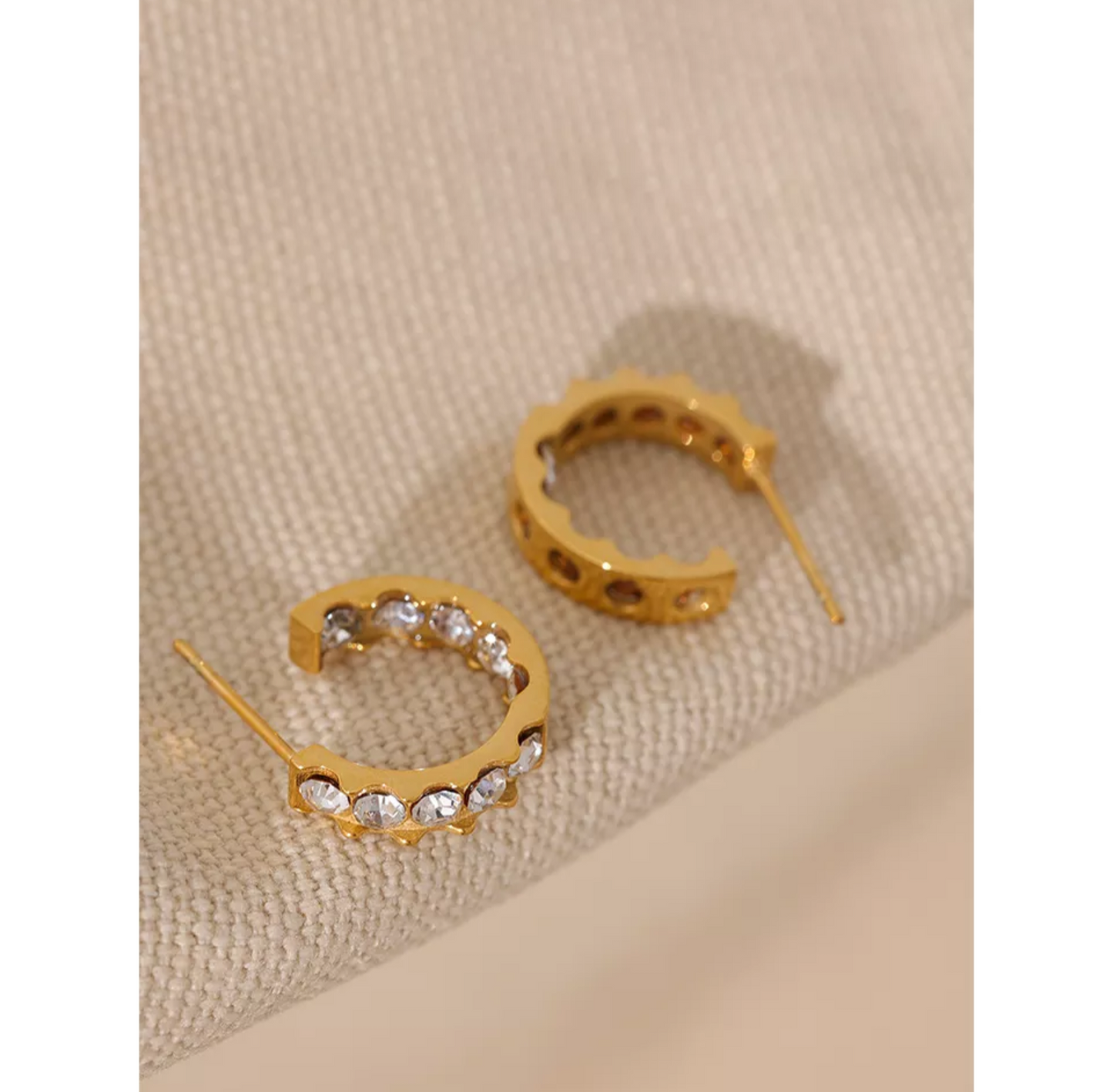 IVORY - New Style Huggie Hoop Stud Earrings (Pearl/Cubic Zirconia)- Eid Collection