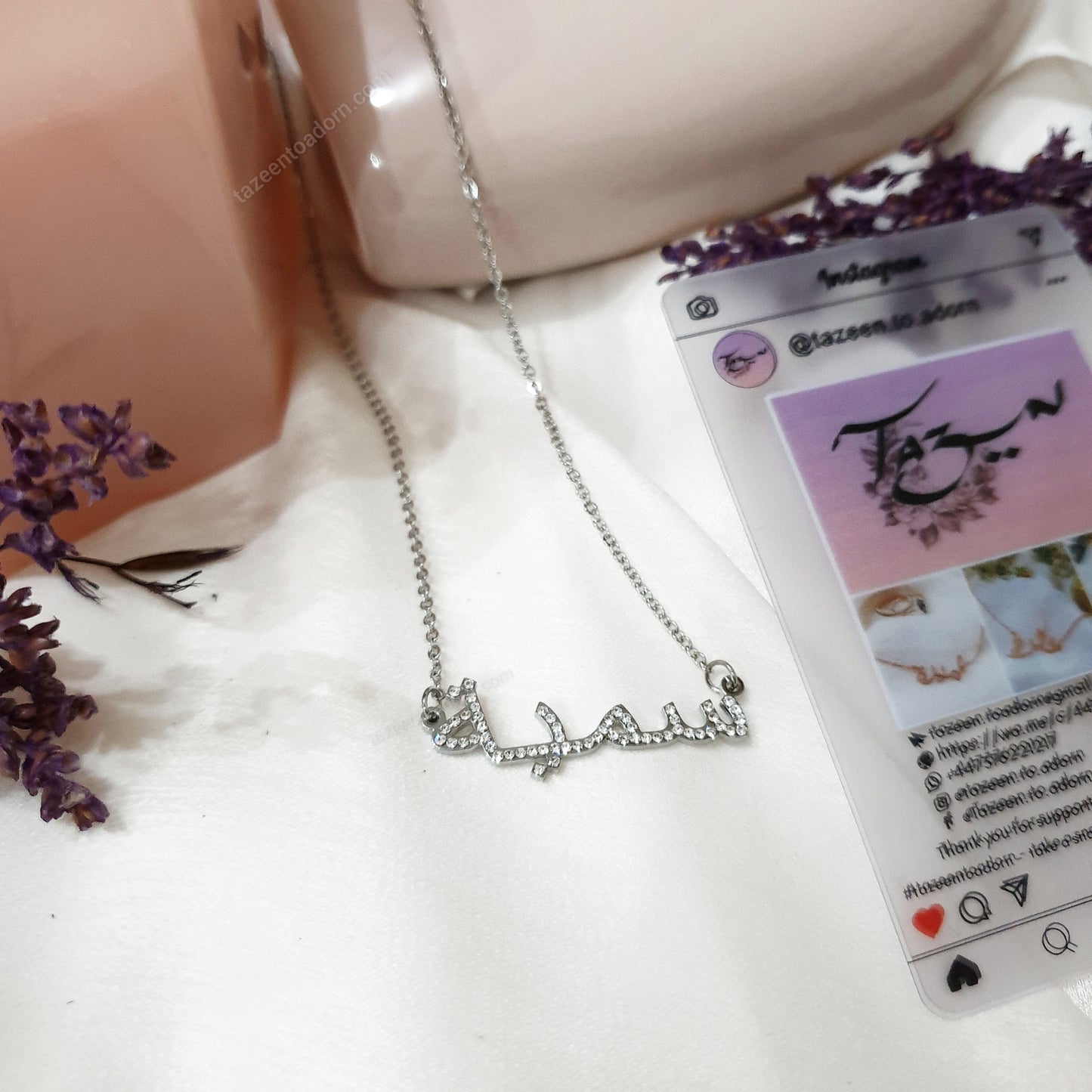 Personalised Diamante Diamond Single One Name Necklace - Sparkling Rhinestone Gift Jewellery  - MAHINA