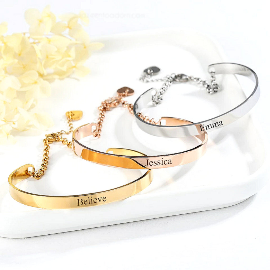 Custom Name Bracelet, Customized Bangle, Minimalist Bracelet, Wedding Gift,  Personalized Name Bracelet, Gift for Her. - Etsy