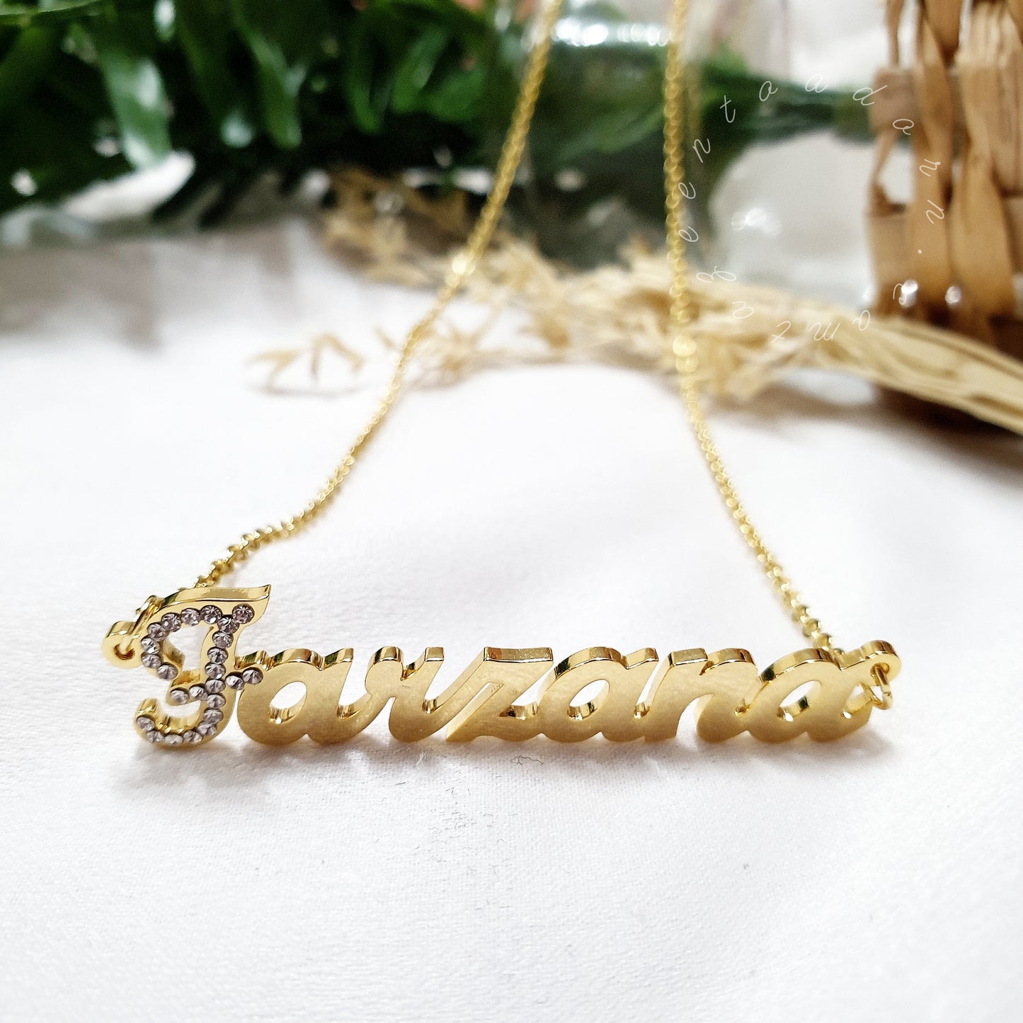 TAEESHA - Sparkling Diamante First Letter - Single Name Necklace